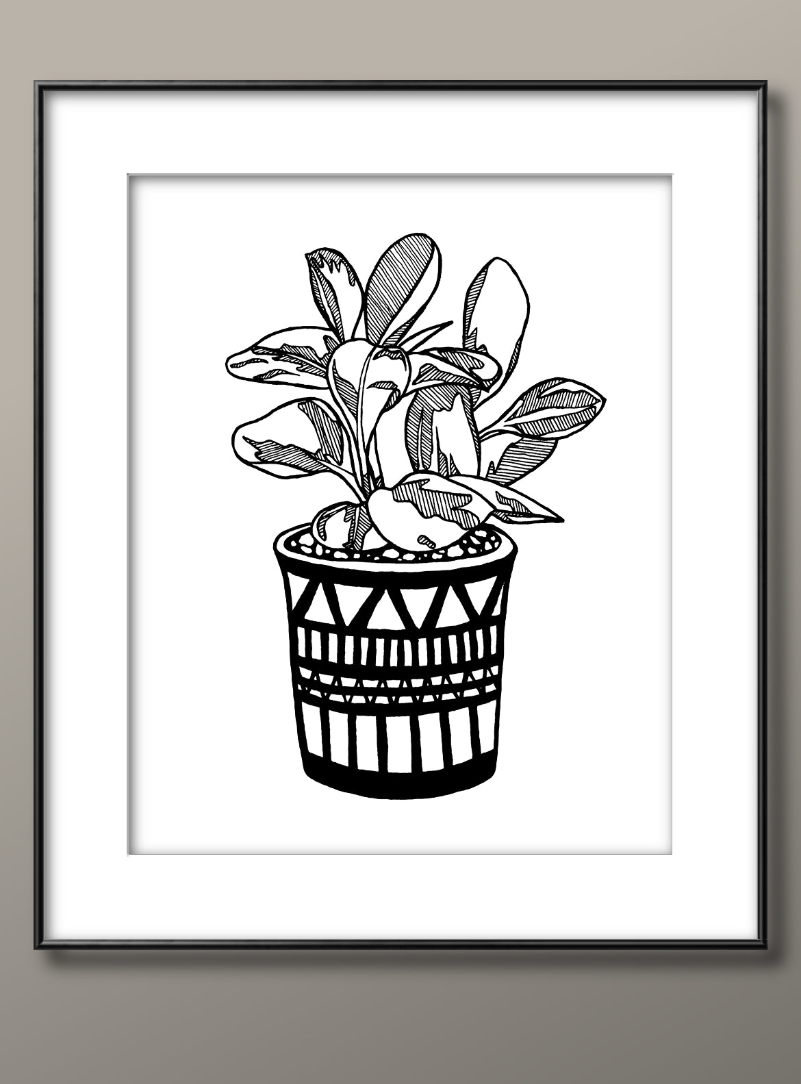 Peperomia print b&w